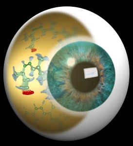 Künstlerische Darstellung der molekularen Bewegung des Chromophors Retinal, welche das Sehen ermöglicht.